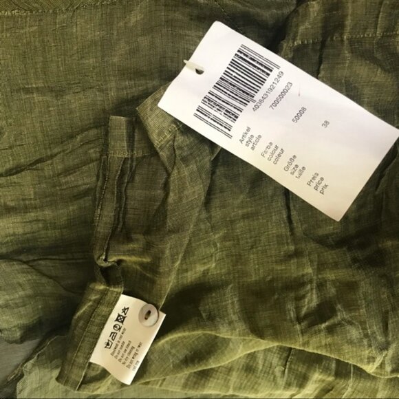 Olsen Y2K NEW Long Duster Tunic Shirt Crinkled Cotton Jacket Minimalist Button 8 - Picture 10 of 16